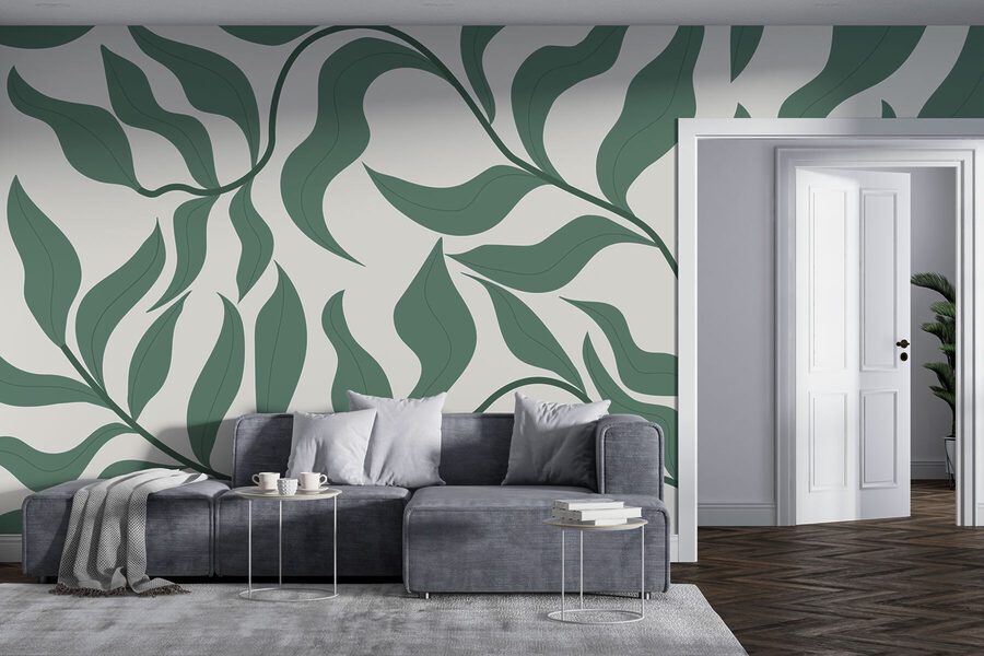 Ein grünes Blatt auf weißem Hintergrund