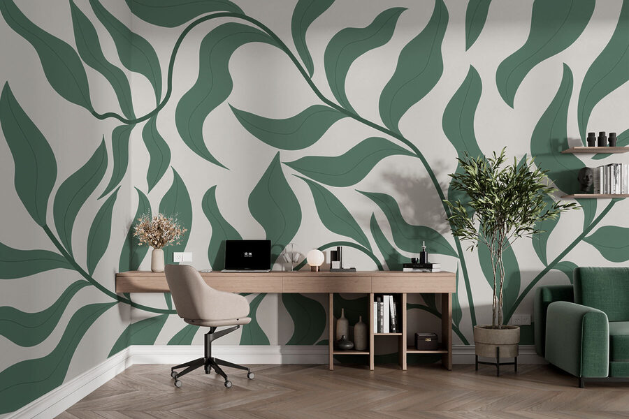 Ein grünes Blatt auf weißem Hintergrund