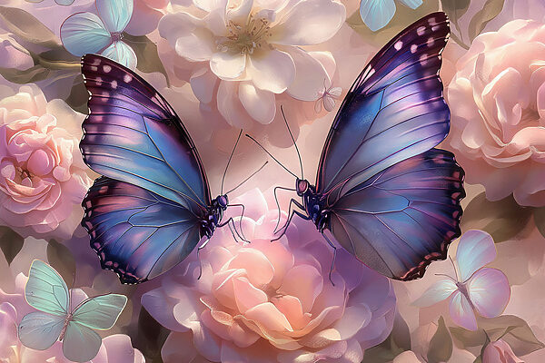 Zwei Schmetterlinge auf einer Blume Zwei Schmetterlinge auf einer Blume
