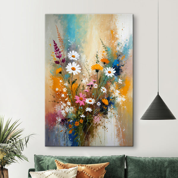 Ein Gemälde mit Blumen und Blättern Ein Gemälde mit Blumen und Blättern