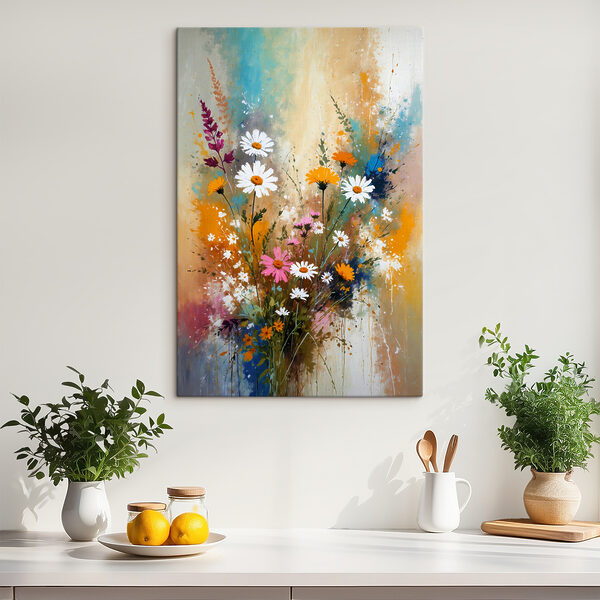 Ein Gemälde mit Blumen und Blättern Ein Gemälde mit Blumen und Blättern