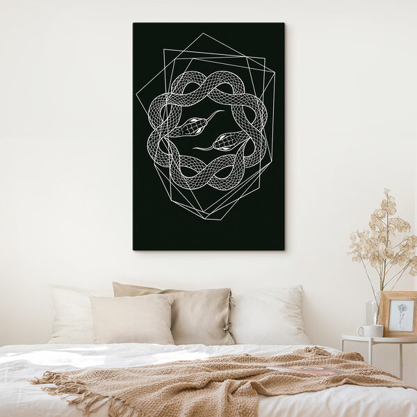 A white snake in a circle