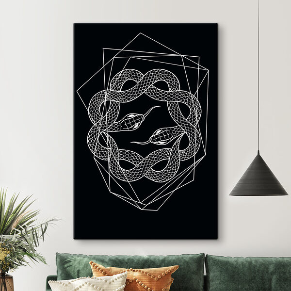 Eine weiße Schlange in einem Kreis Eine weiße Schlange in einem Kreis