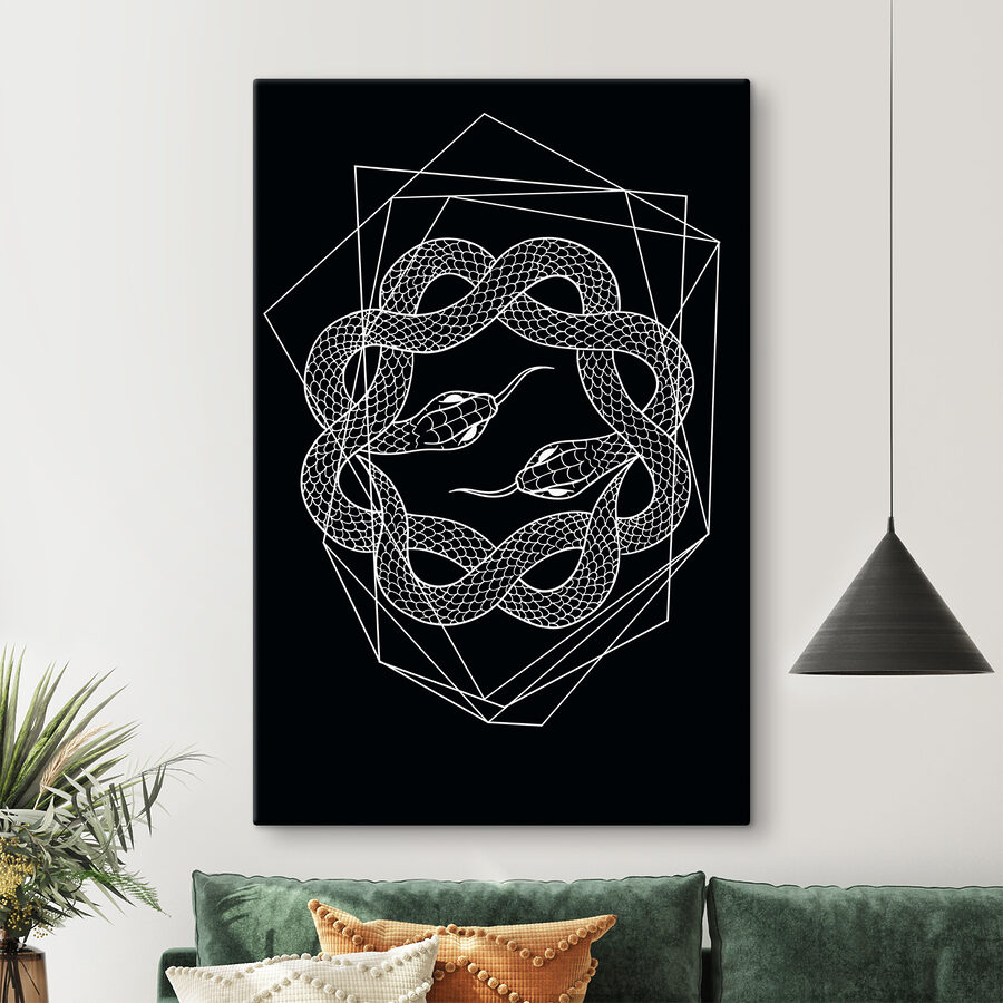 Eine weiße Schlange in einem Kreis Eine weiße Schlange in einem Kreis