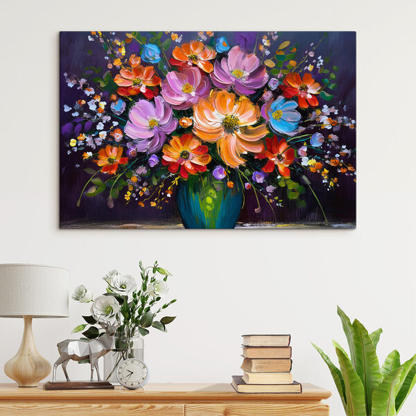 Ein Gemälde mit Blumen in einer Vase Ein Gemälde mit Blumen in einer Vase