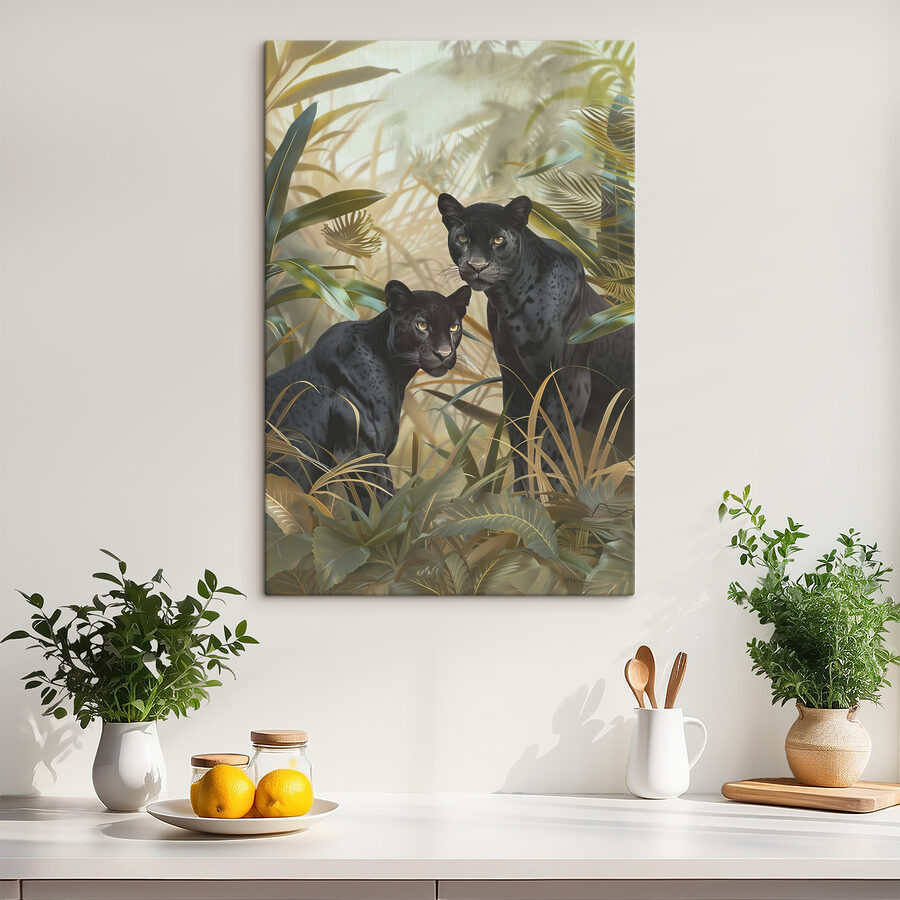 Zwei schwarze Tiger im Dschungel