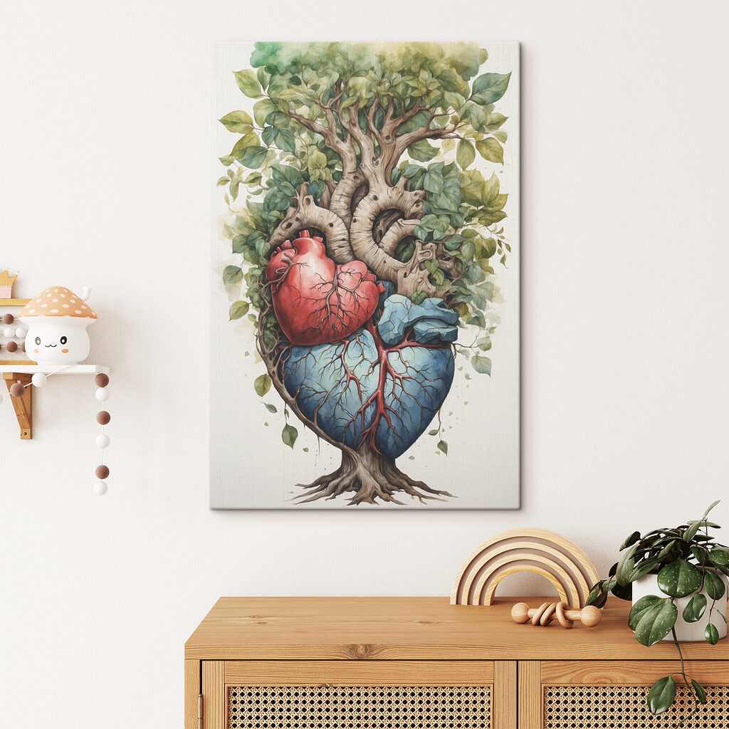 A tree with leaves and a heart