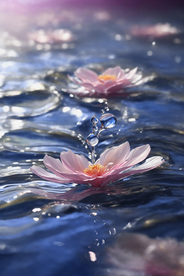 Eine im Wasser schwimmende Blume Eine im Wasser schwimmende Blume