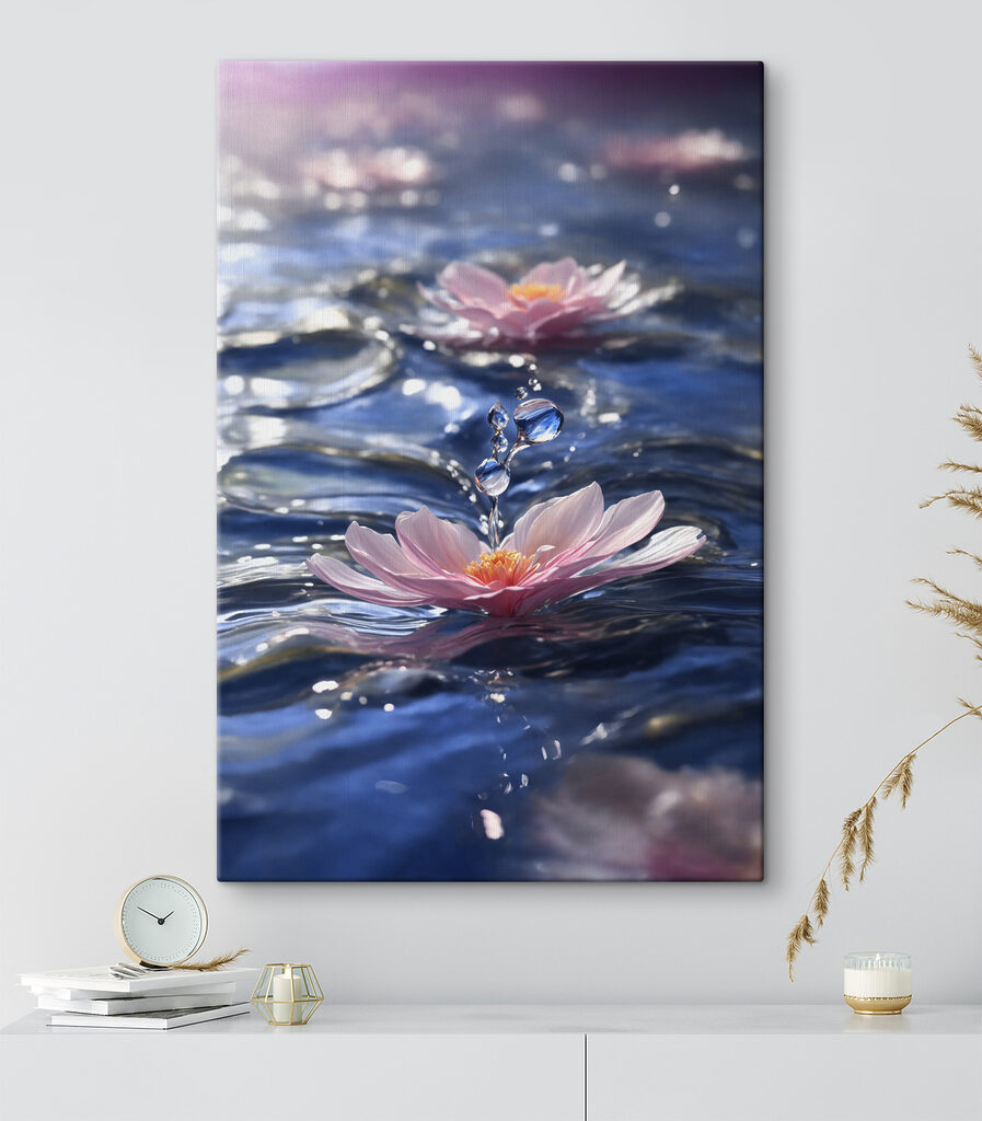 A flower floating in water A flower floating in water