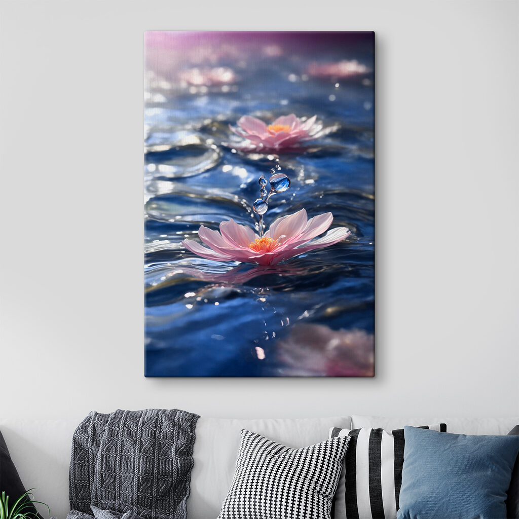A flower floating in water A flower floating in water