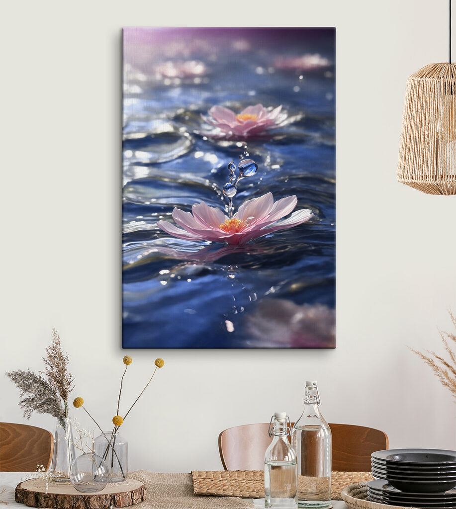 A flower floating in water A flower floating in water