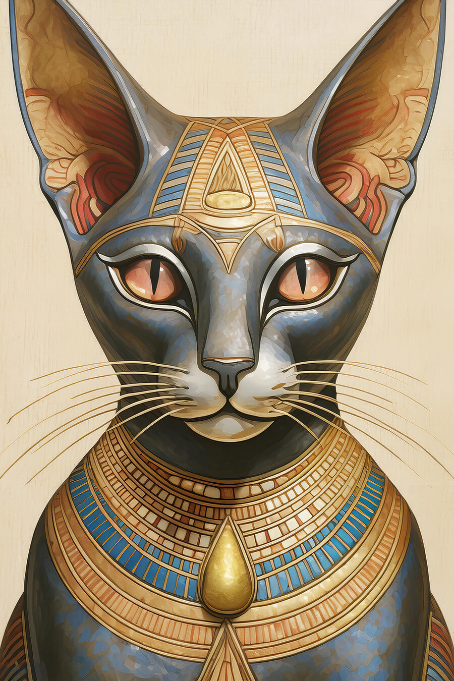 Majestätische ägyptische Katze im Ornat