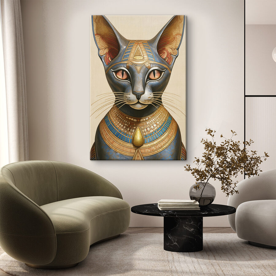 Majestätische ägyptische Katze im Ornat