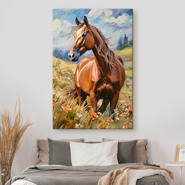 Ein Pferd in einem Blumenfeld Ein Pferd in einem Blumenfeld