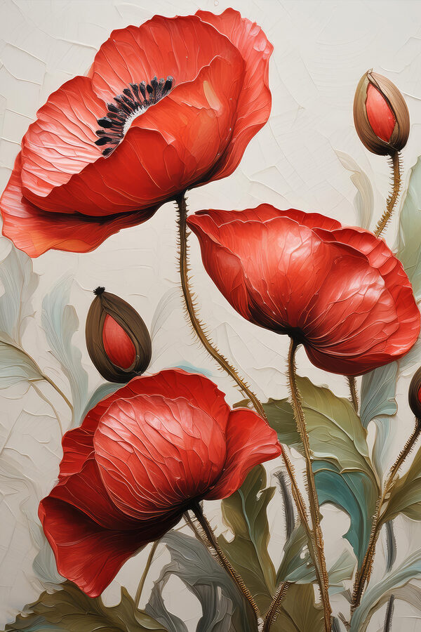 A painting of red flowers A painting of red flowers