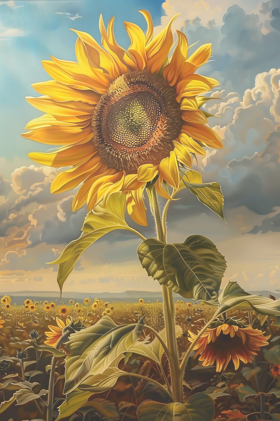 Eine Sonnenblume auf einem Feld