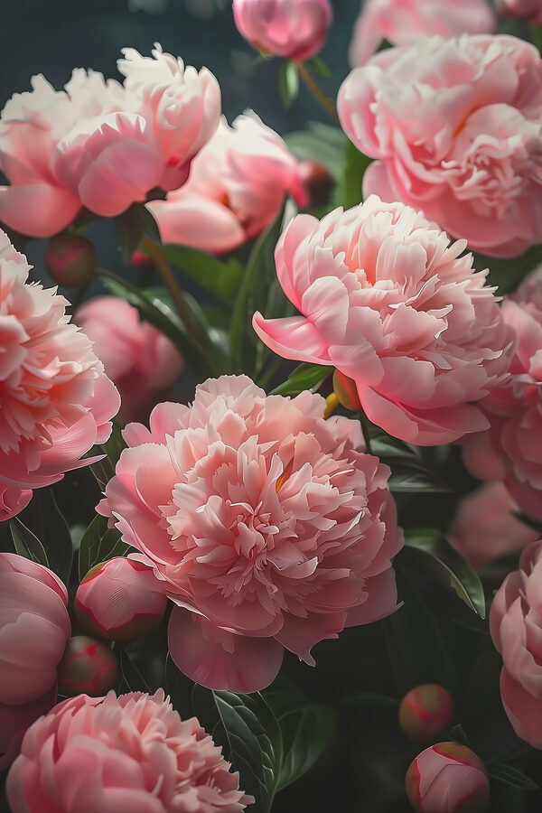 Eine Gruppe von rosa Blumen Eine Gruppe von rosa Blumen