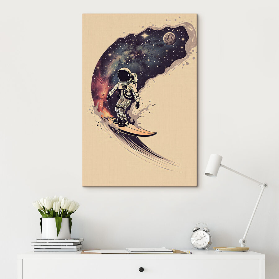 Ein Astronaut auf einem Surfbrett Ein Astronaut auf einem Surfbrett