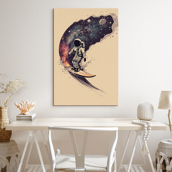 Ein Astronaut auf einem Surfbrett Ein Astronaut auf einem Surfbrett