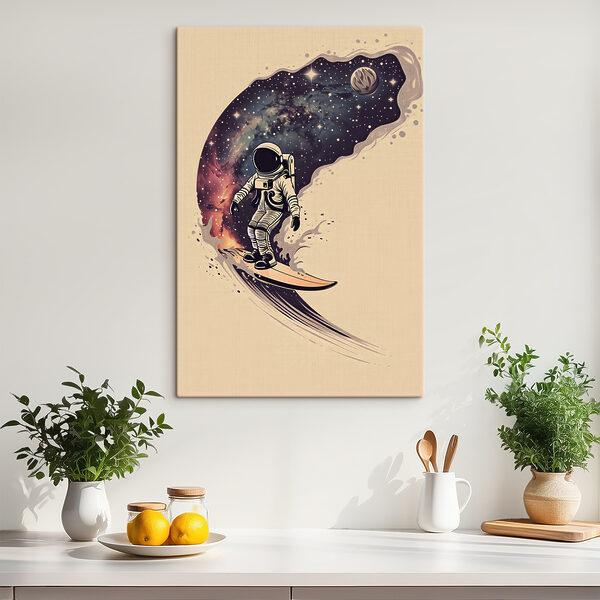 Ein Astronaut auf einem Surfbrett Ein Astronaut auf einem Surfbrett