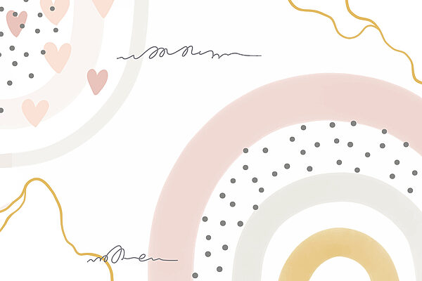 Ein weißer Hintergrund mit rosa und grauen Kreisen und Punkten Ein weißer Hintergrund mit rosa und grauen Kreisen und Punkten