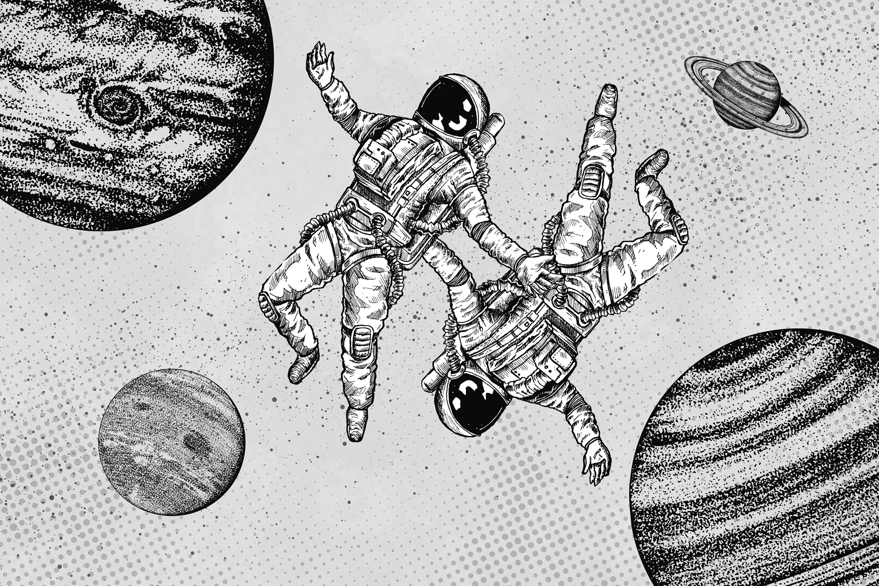w00630p - Eine Zeichnung von Astronauten im Weltraum - tegory