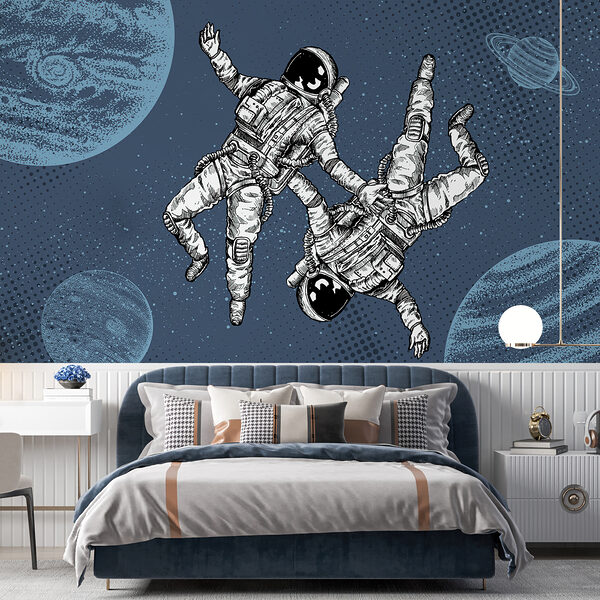 Zwei Astronauten schweben im Weltraum Zwei Astronauten schweben im Weltraum