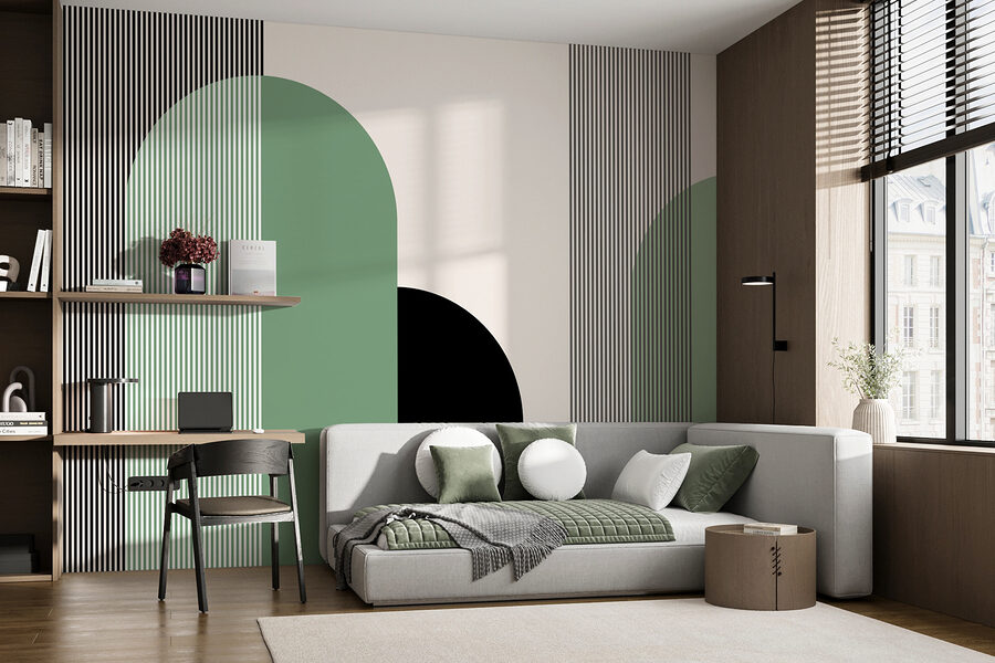 Eine grüne und schwarze geometrische Form