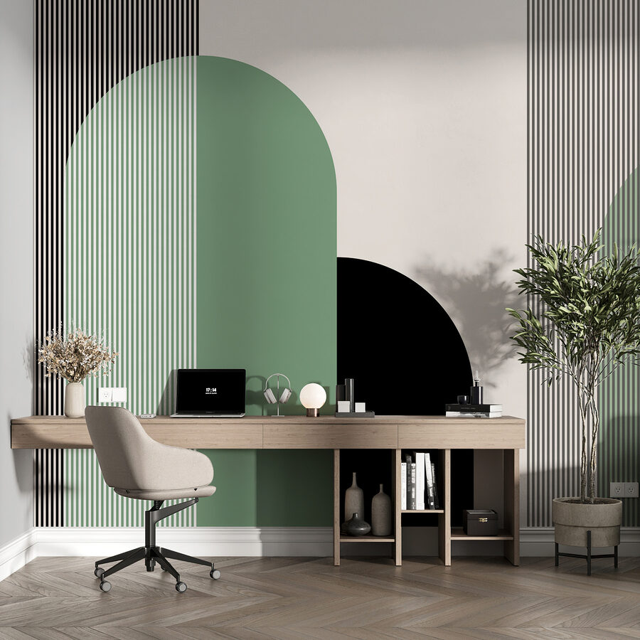 Eine grüne und schwarze geometrische Form