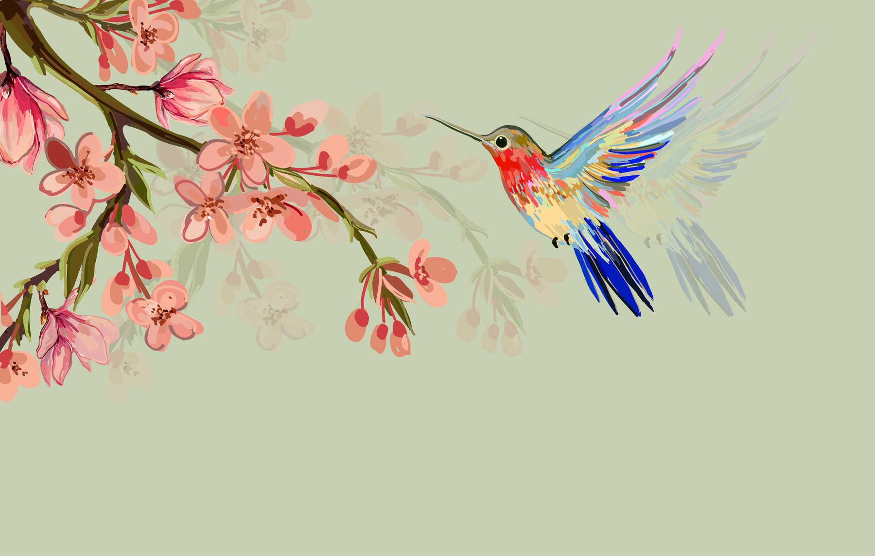 w00693p - Ein Vogel fliegt neben den Blumen - tegory
