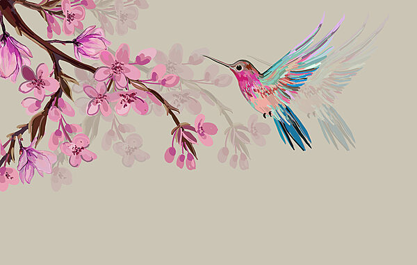 w00693v1p 600x382 - Ein Vogel fliegt neben einem Blumenzweig - tegory