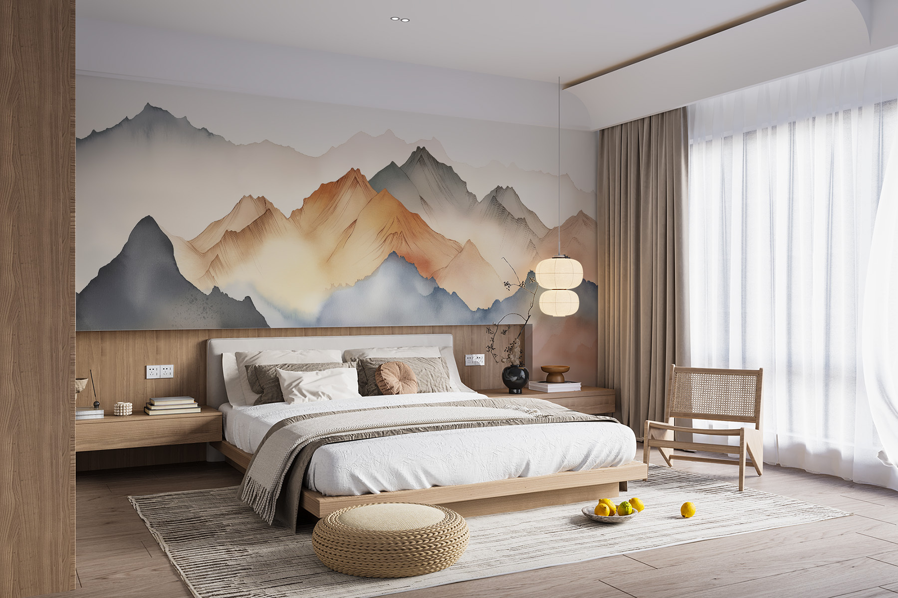 Ein Gemälde von Bergen im Nebel w00683pib1r - Ein Gemälde von Bergen im Nebel - tegory