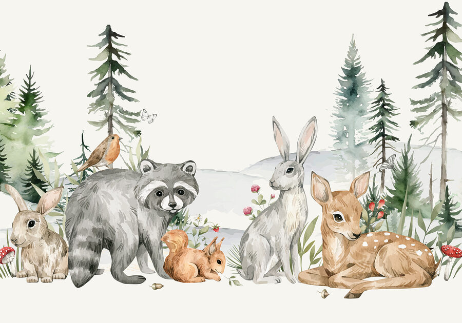 Eine Gruppe von Tieren in einem Wald