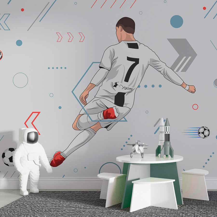 Ein Fußballspieler, der einen Ball schießt Ein Fußballspieler, der einen Ball schießt