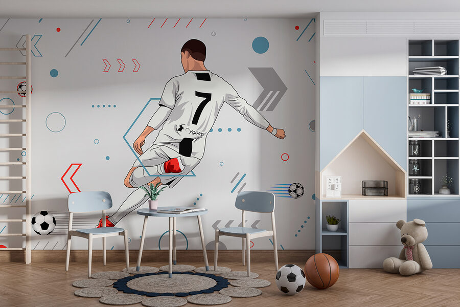 Ein Fußballspieler, der einen Ball schießt Ein Fußballspieler, der einen Ball schießt