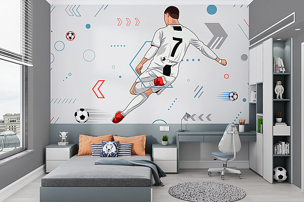 Ein Fußballspieler, der einen Ball schießt Ein Fußballspieler, der einen Ball schießt