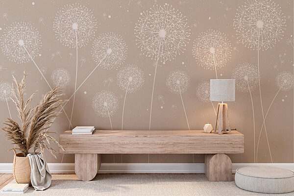 Eine weiße Pusteblume auf grauem Hintergrund Eine weiße Pusteblume auf grauem Hintergrund