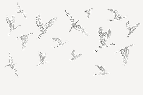 Eine Gruppe von Vögeln fliegt Eine Gruppe von Vögeln fliegt