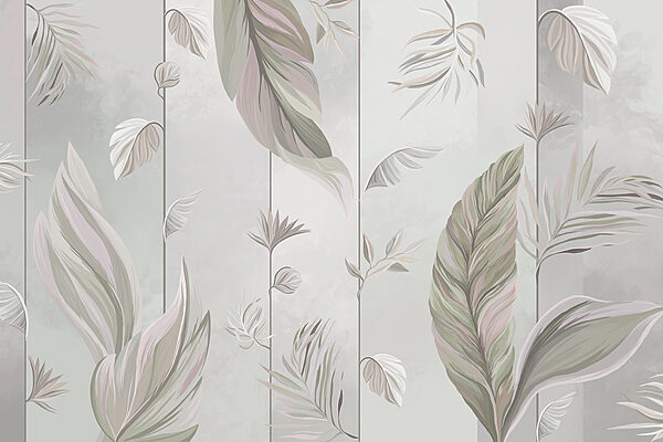 A wallpaper with leaves and lines