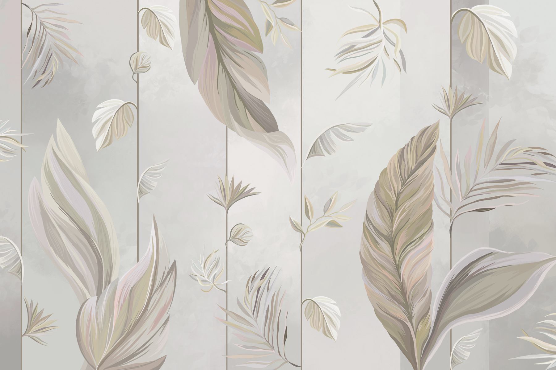A wallpaper with leaves and flowers