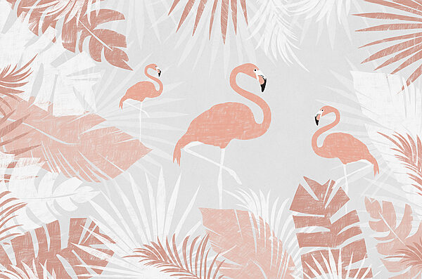 Ein rosa Flamingo und Blätter Ein rosa Flamingo und Blätter