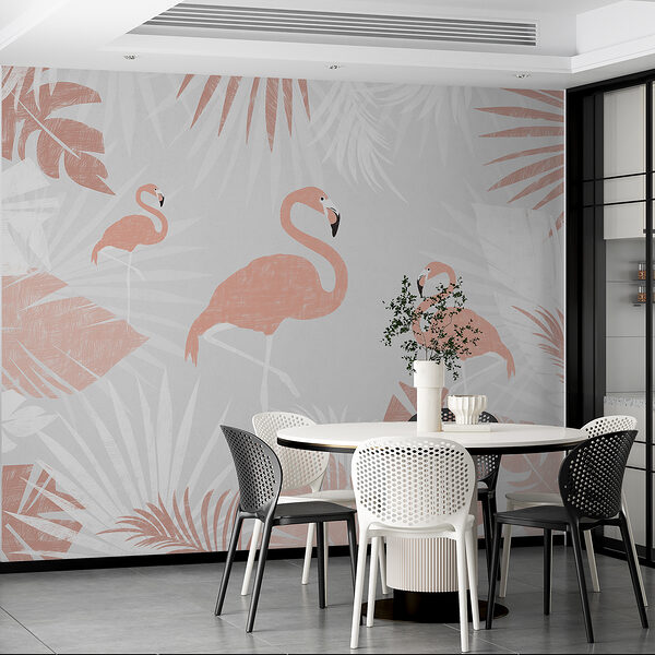 Ein rosa Flamingo und Blätter Ein rosa Flamingo und Blätter