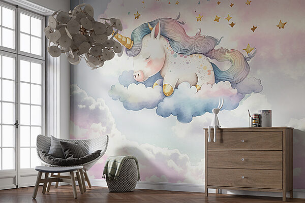 Ein Einhorn schläft auf Wolken Ein Einhorn schläft auf Wolken