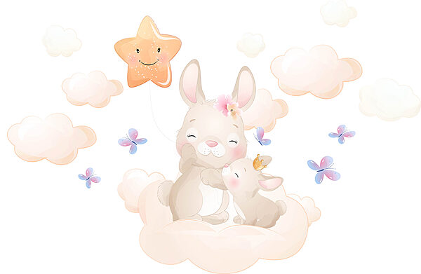 Ein Kaninchen und ein Kaninchenbaby Ein Kaninchen und ein Kaninchenbaby