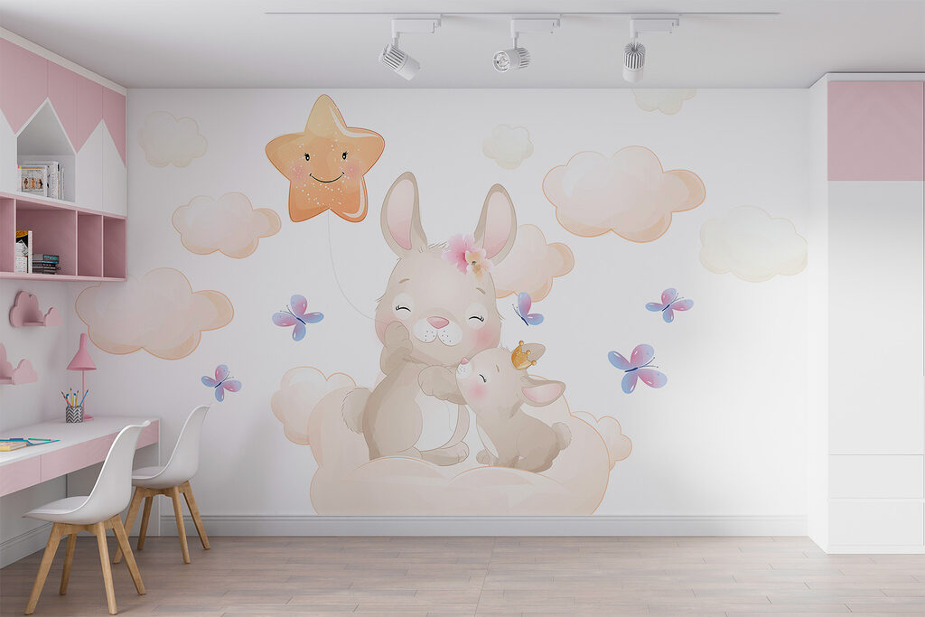 A rabbit and a baby bunny