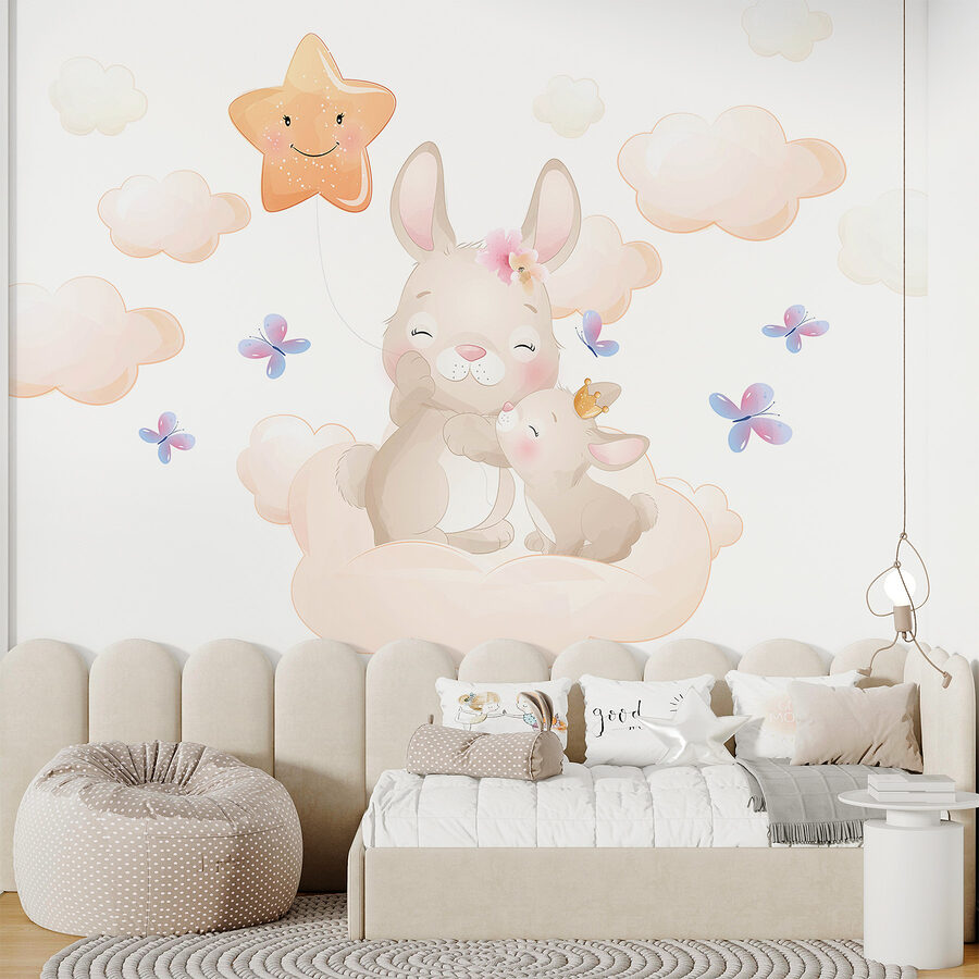 Ein Kaninchen und ein Kaninchenbaby