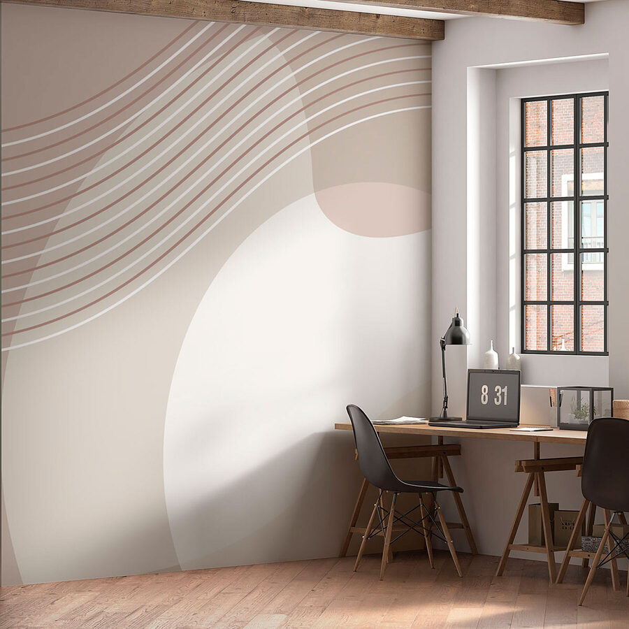 A weiße und braune Linien und Kreise