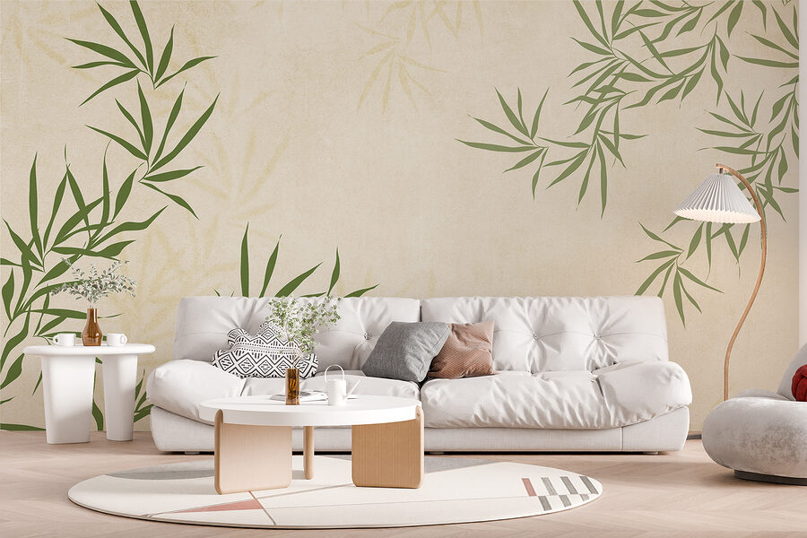 Ein grünes Blatt auf weißem Hintergrund