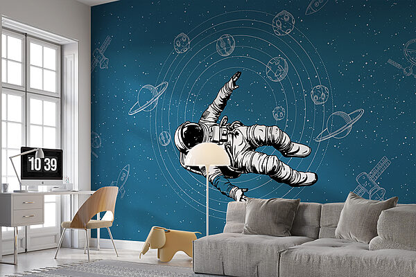 An astronaut floating in space