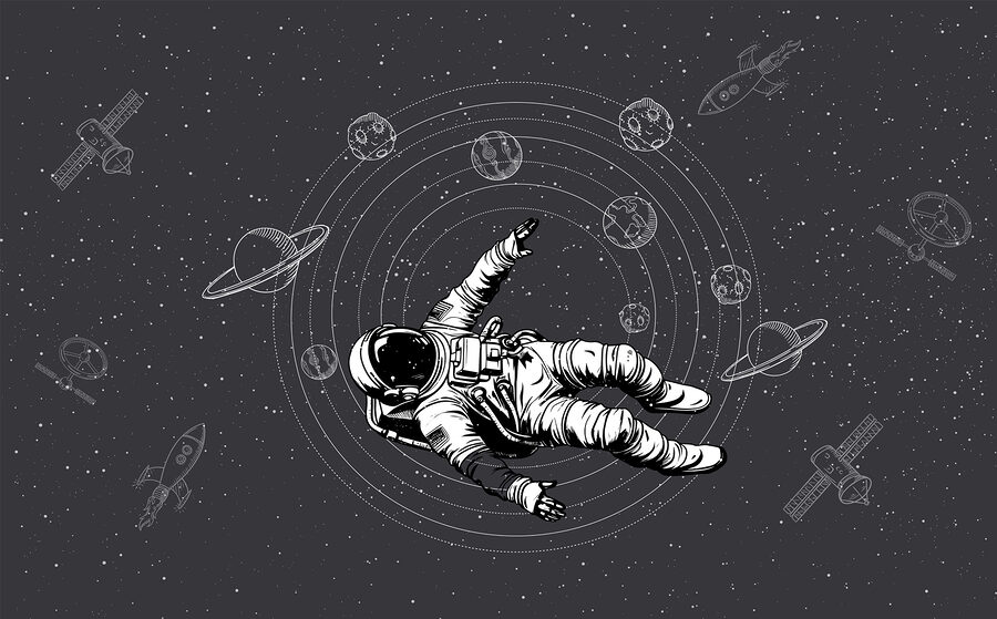Ein Astronaut schwebt im Weltraum Ein Astronaut schwebt im Weltraum